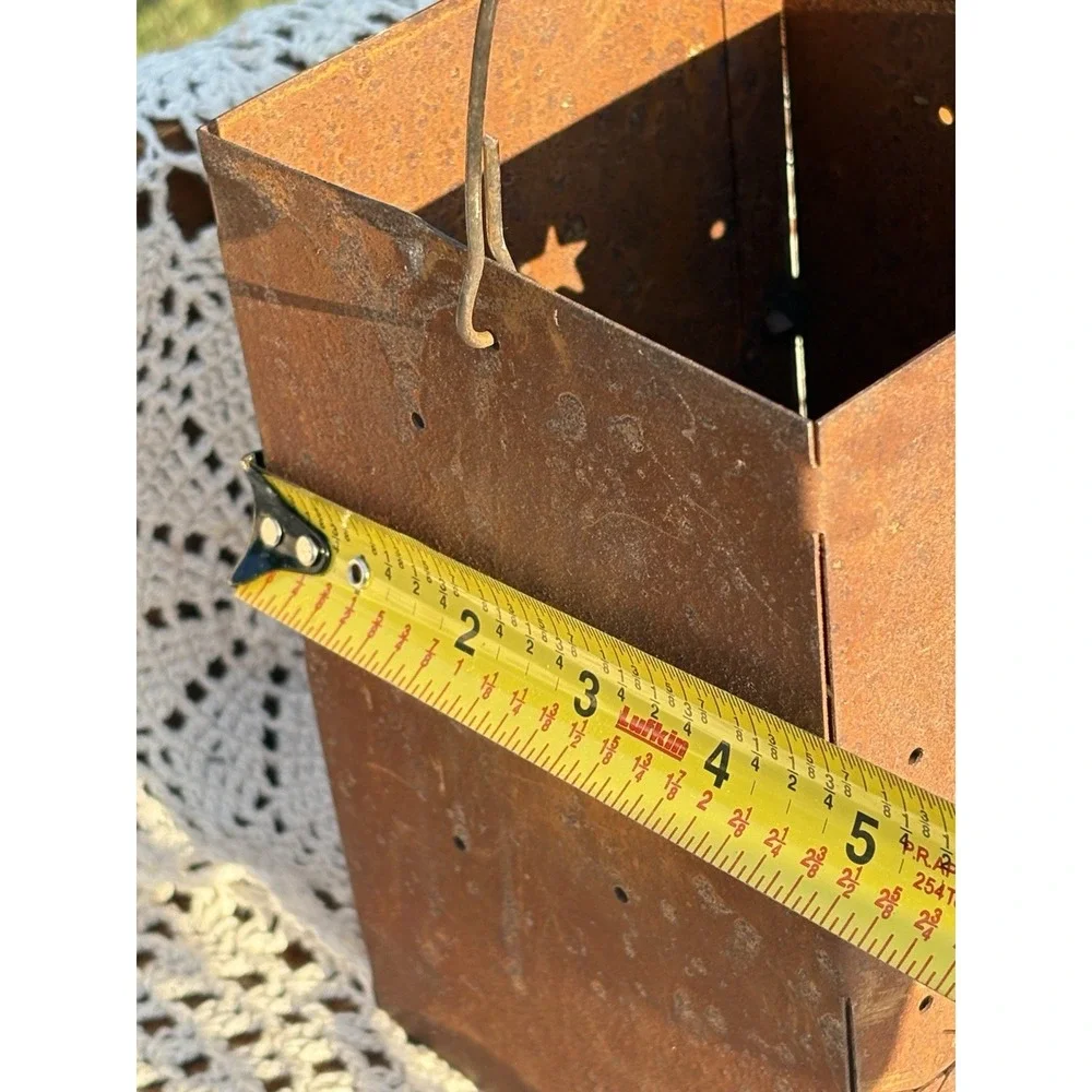 Metal Rust Patina Candle Luminara Christmas Tree Country Farmhouse Decor